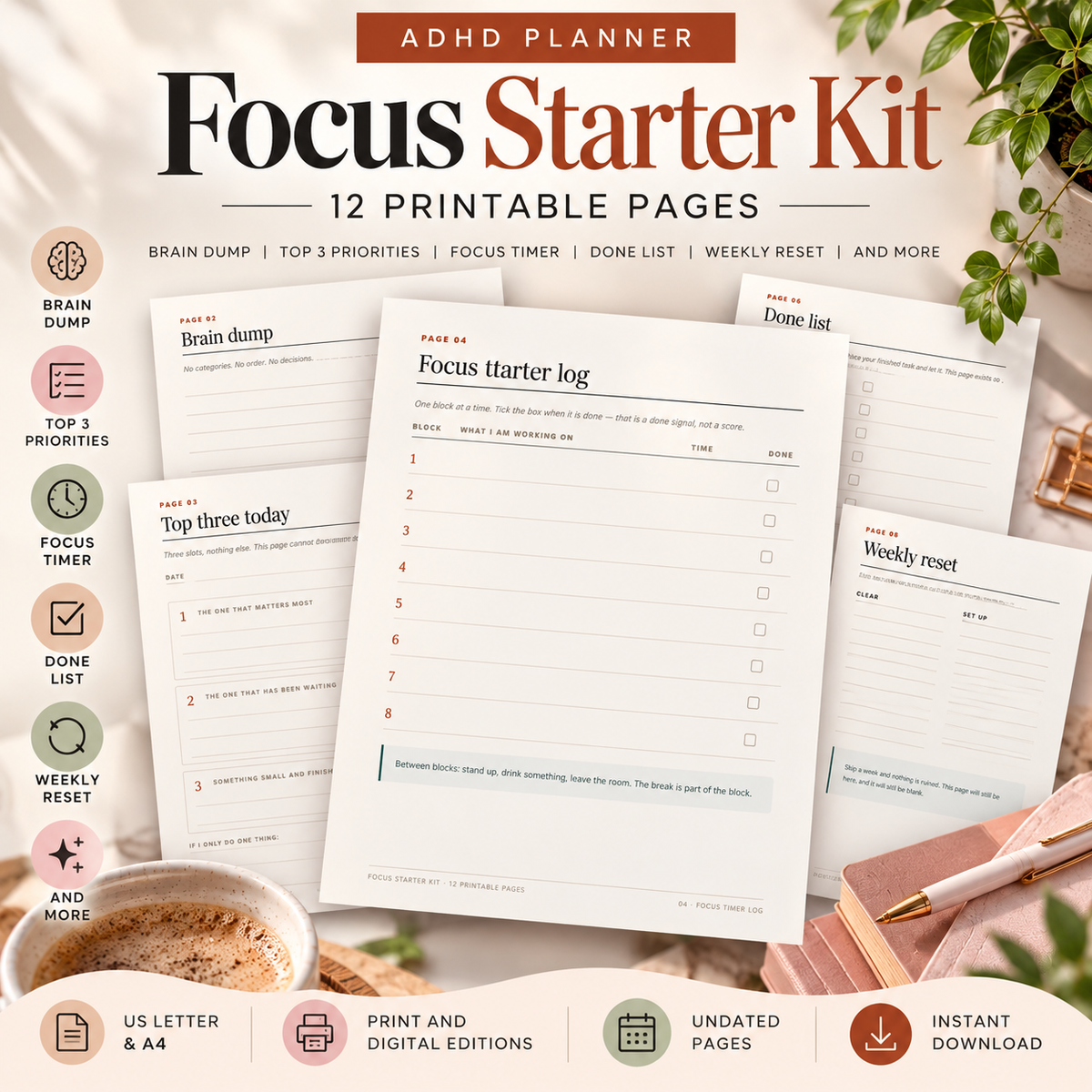ADHD Planner Printable | Focus Starter Kit