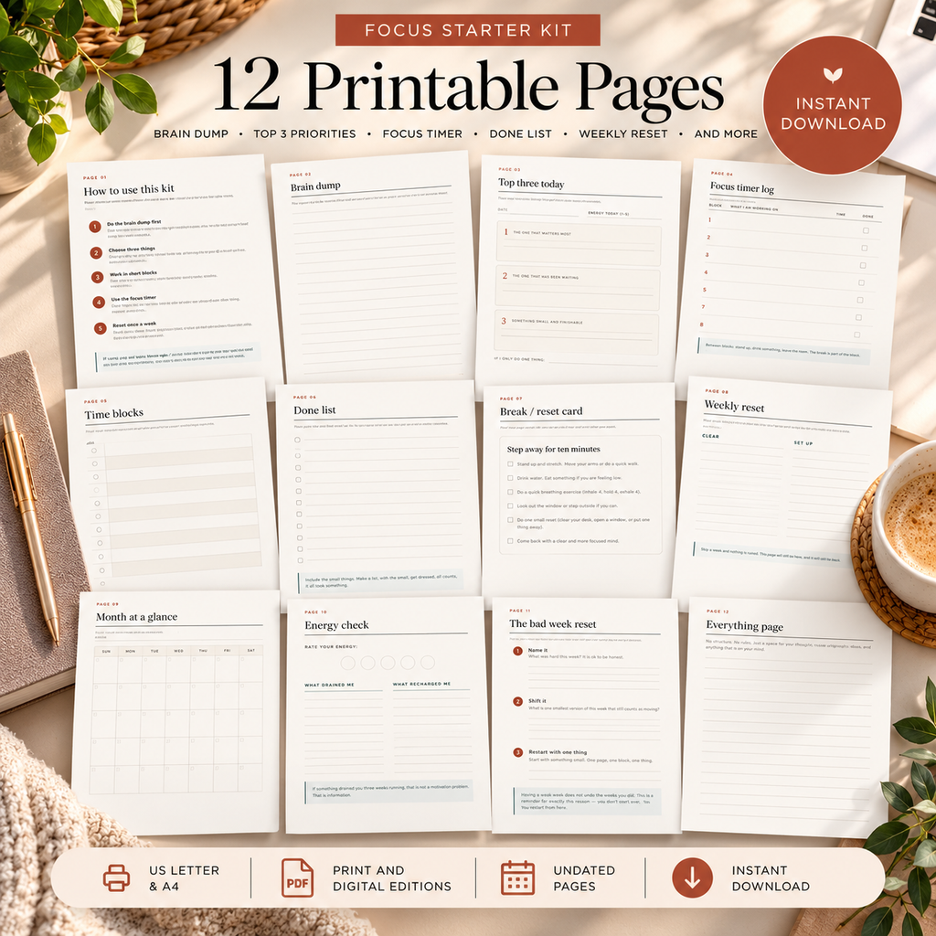 ADHD Planner Printable | Focus Starter Kit