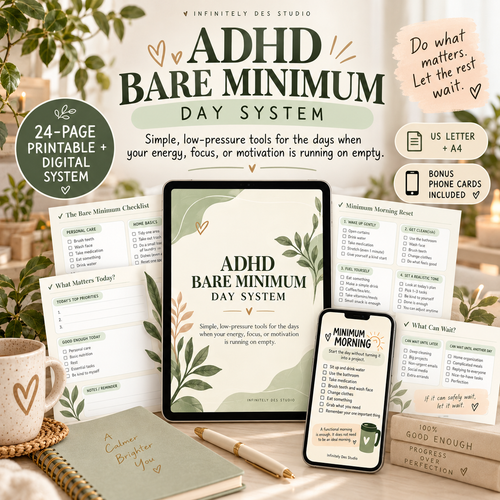 ADHD Bare Minimum Day System digital printable product cover