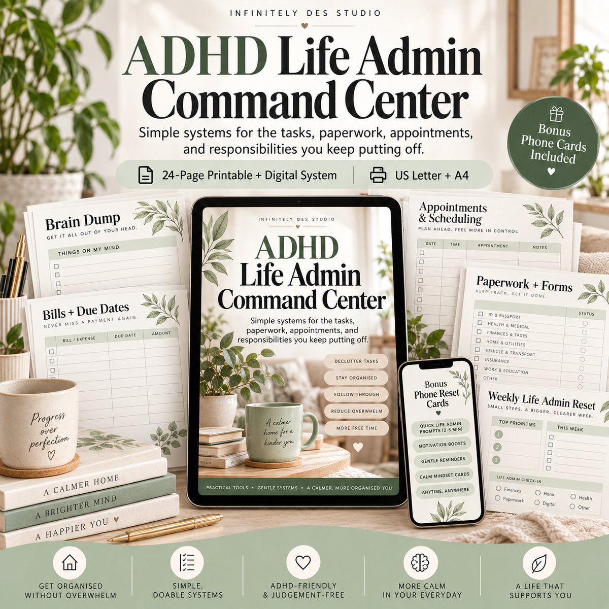 ADHD Life Admin Command Center digital printable product cover