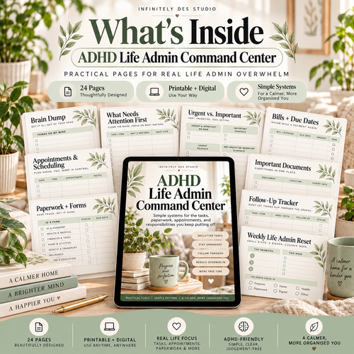 ADHD Life Admin Command Center what's inside mockup