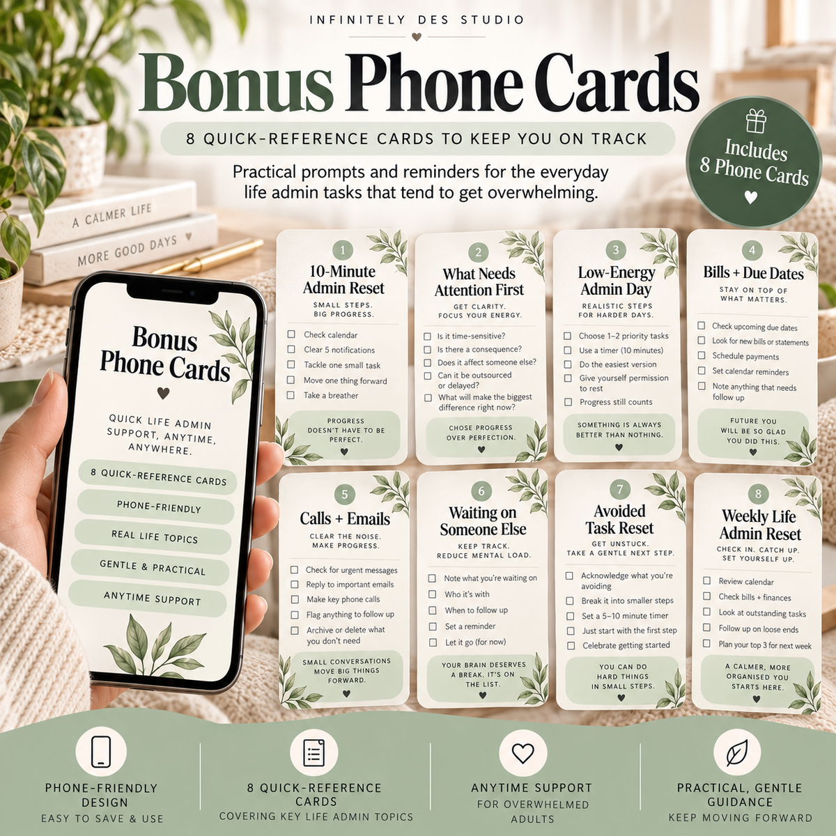 ADHD Life Admin Command Center bonus phone cards mockup