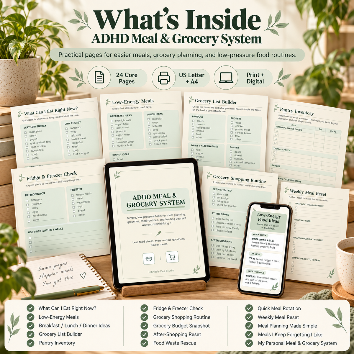 ADHD Meal & Grocery System what's inside mockup