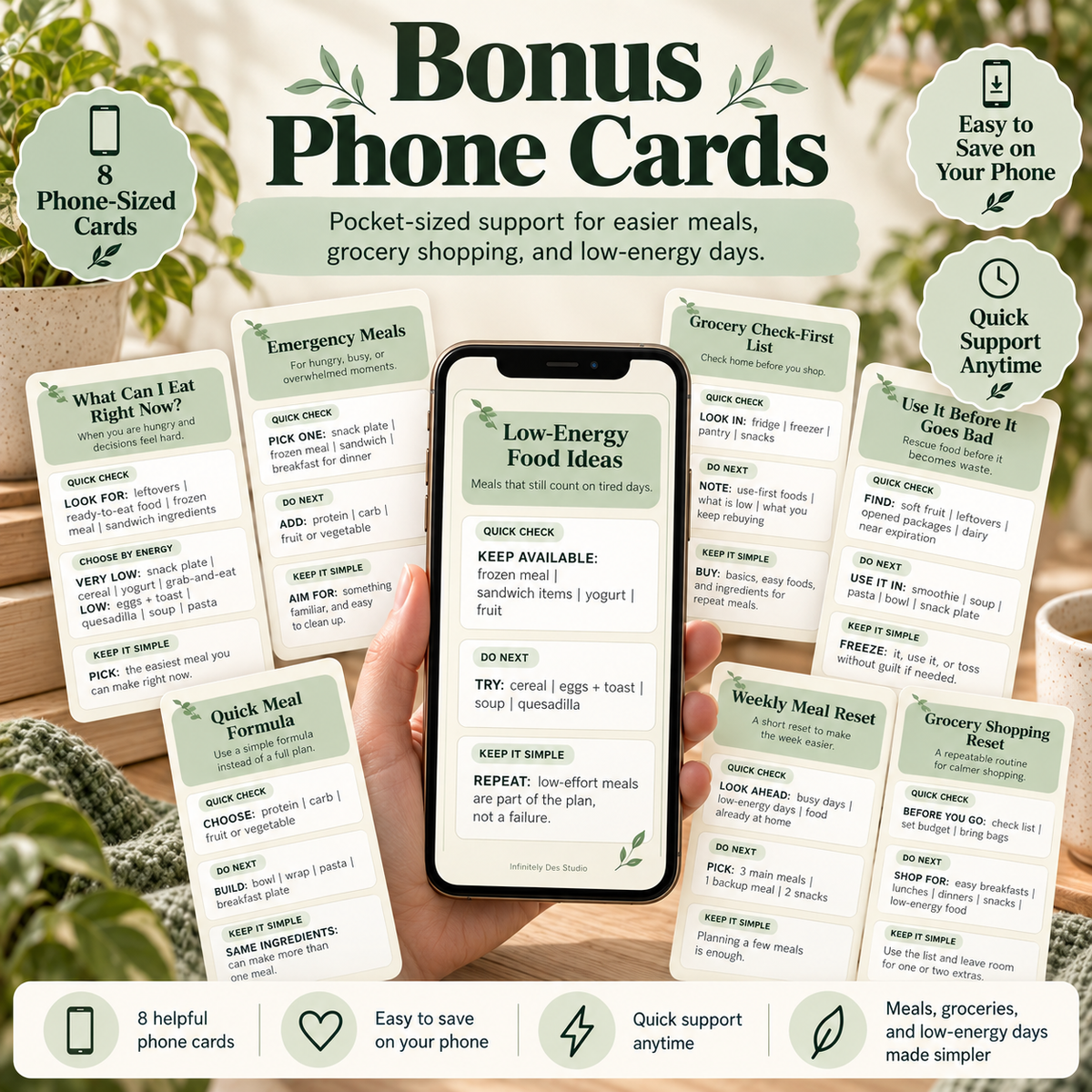 ADHD Meal & Grocery System bonus phone cards mockup
