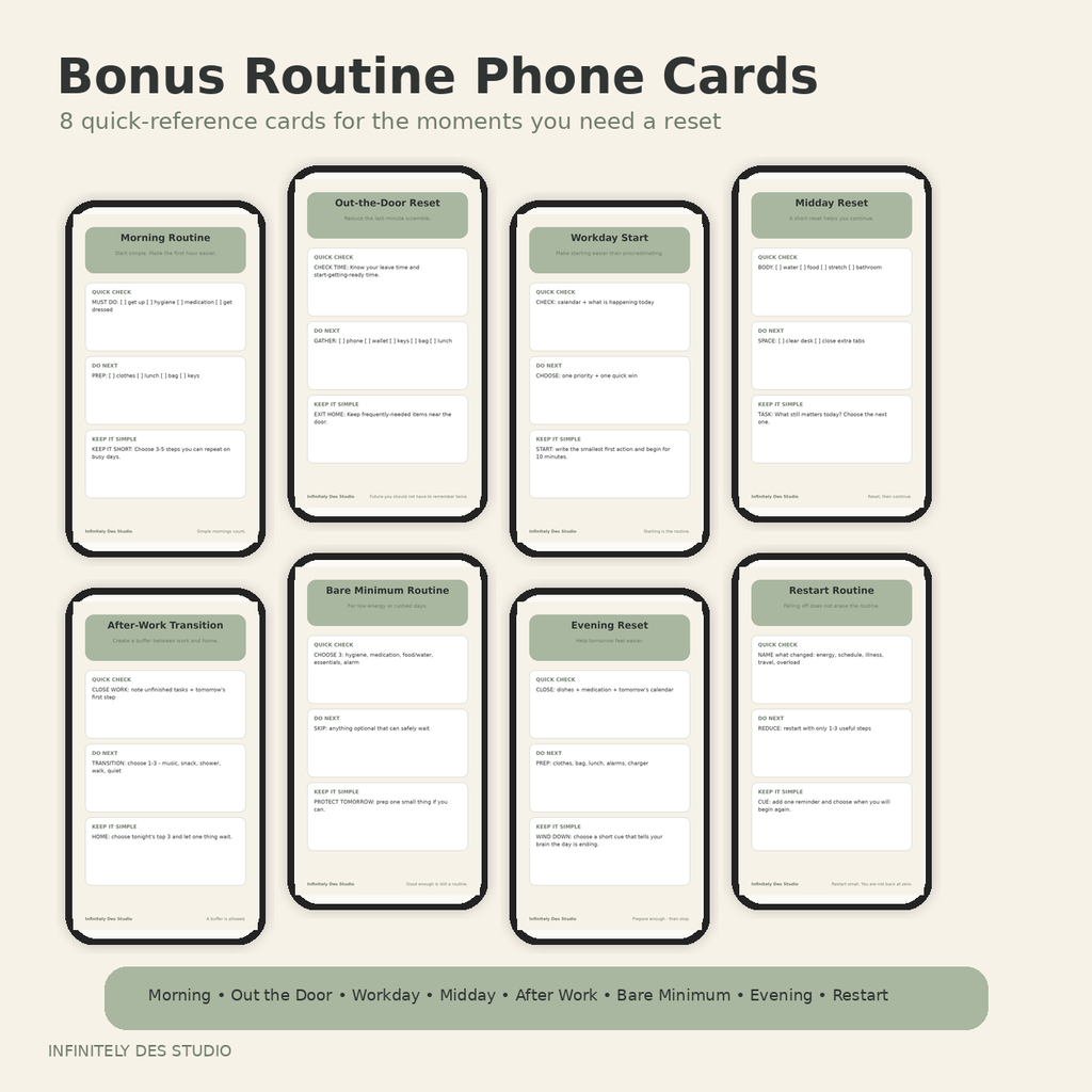 ADHD Routine Builder bonus phone cards mockup