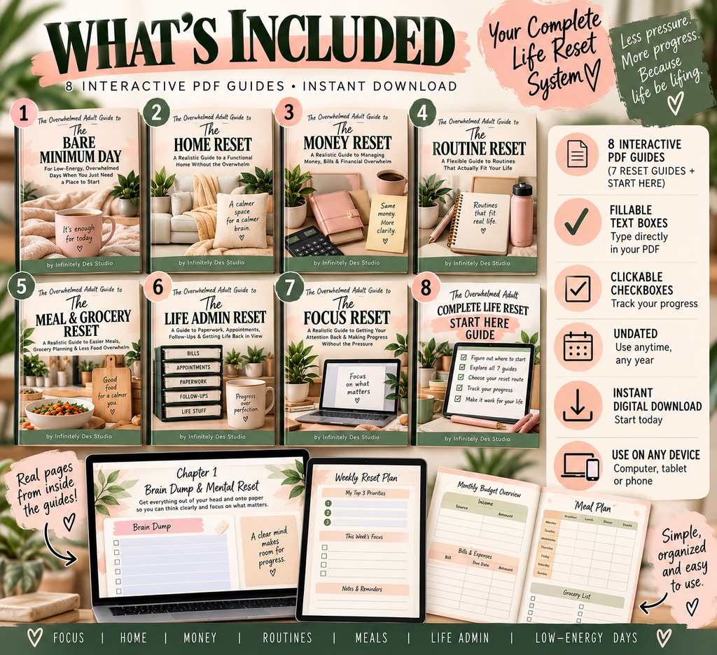 The Overwhelmed Adult Complete Life Reset Bundle | 7 Interactive ADHD ...