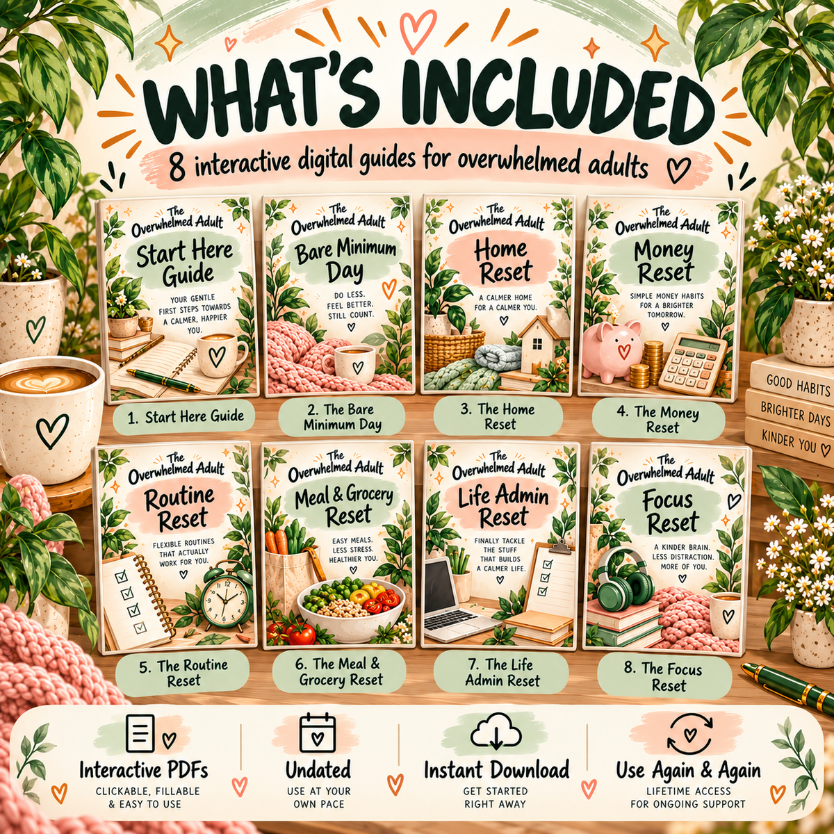 What's included in The Overwhelmed Adult Complete Life Reset Bundle