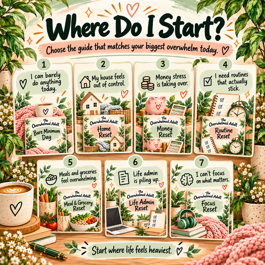 Where Do I Start guide map matching each kind of overwhelm to the right reset guide