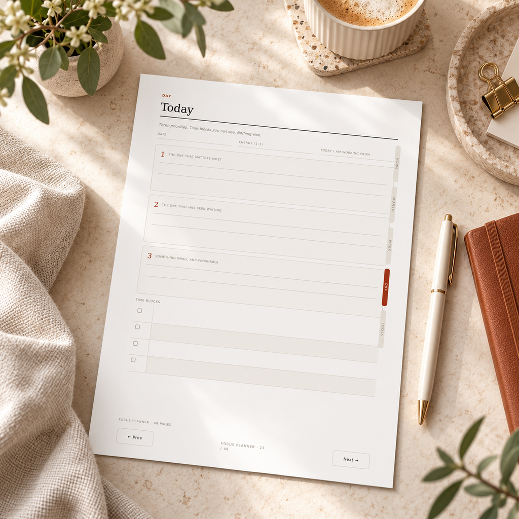 The Daily Focus Planner daily page printable mockup
