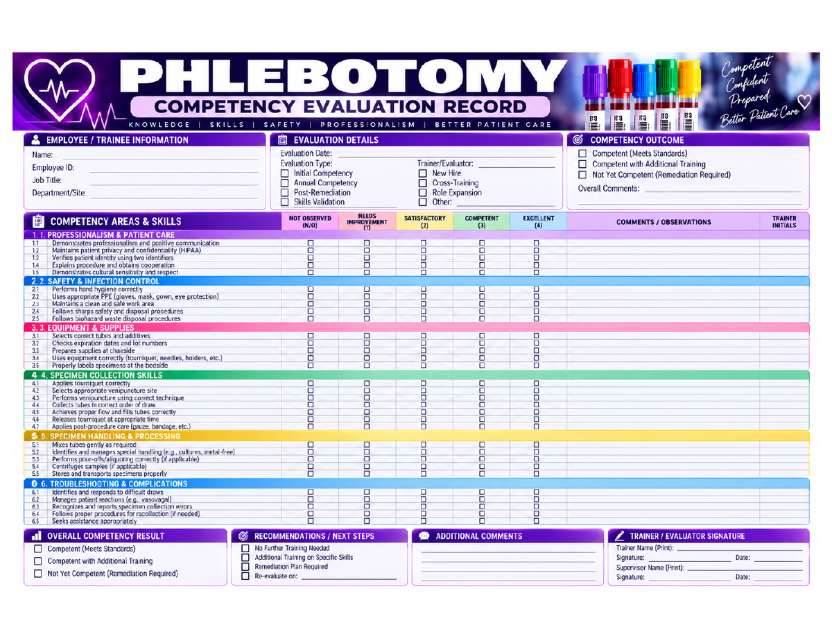 Competency Evaluation Record printable form preview